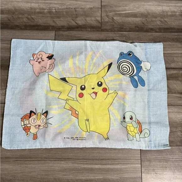 Lot Vintage 1995-1998  Pokemon Kids Teen Bedding Items Sheets Pillowcase - Picture 2 of 3